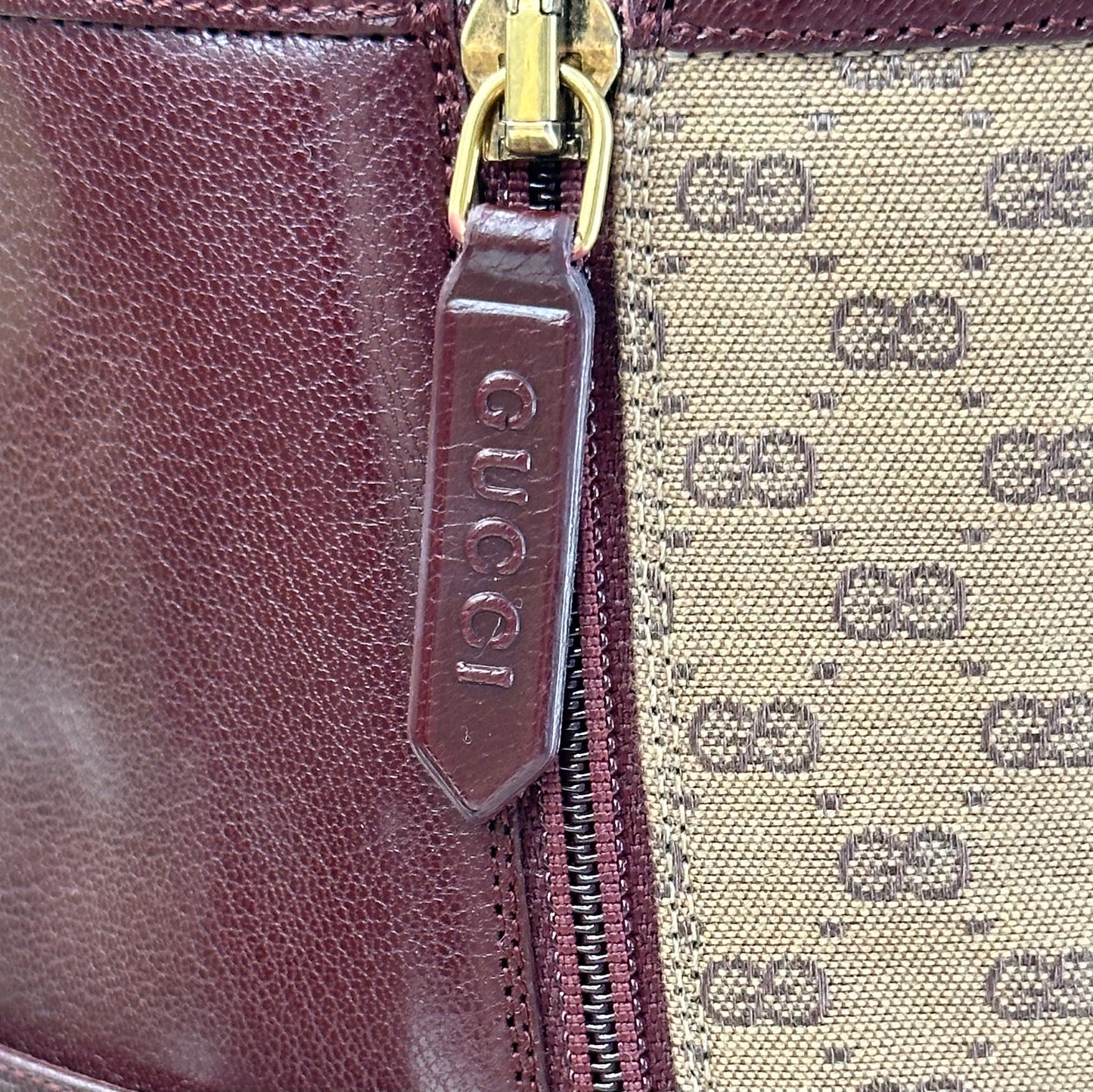Tronchetto Gucci In pelle Burgundy e Canvas beige