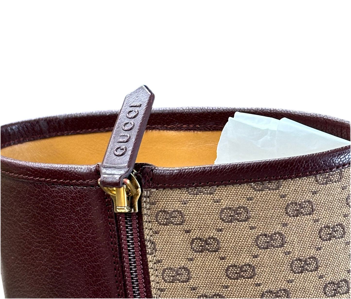 Tronchetto Gucci In pelle Burgundy e Canvas beige