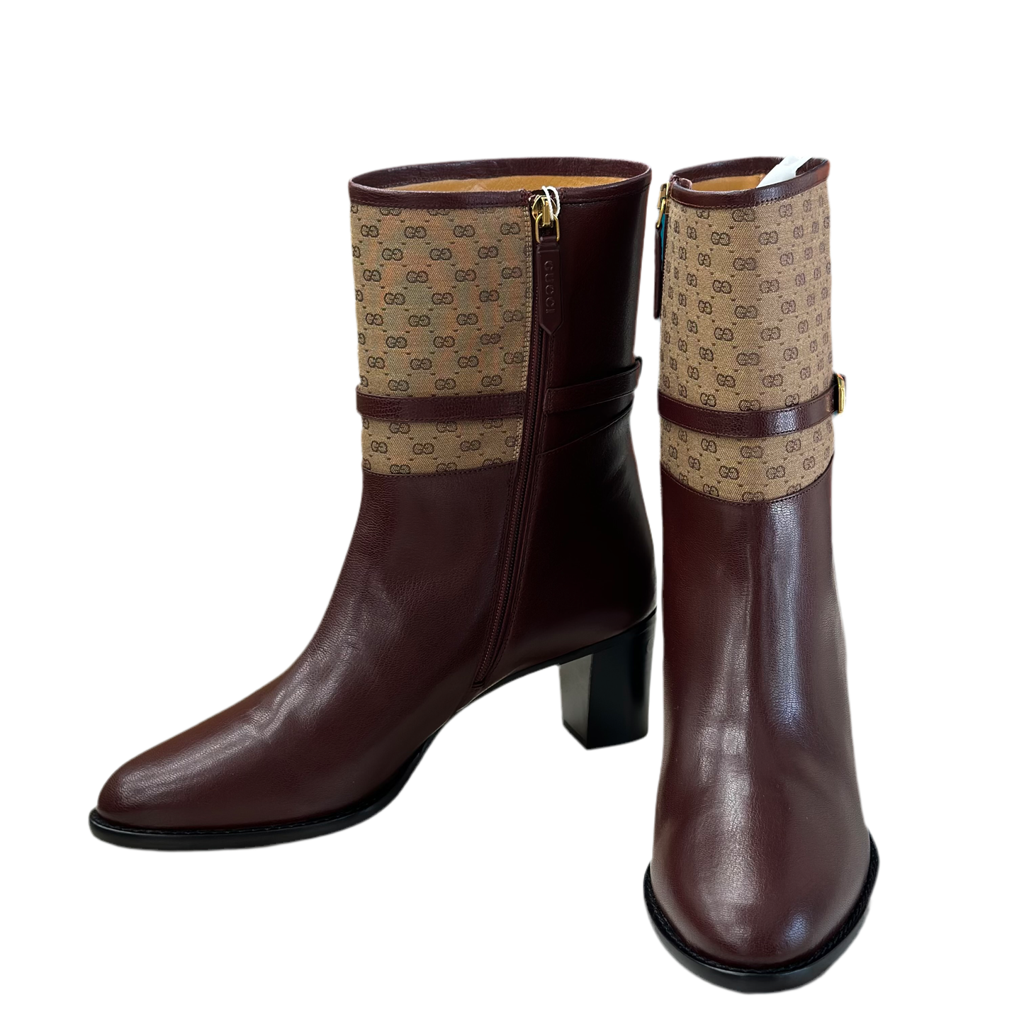 Tronchetto Gucci In pelle Burgundy e Canvas beige