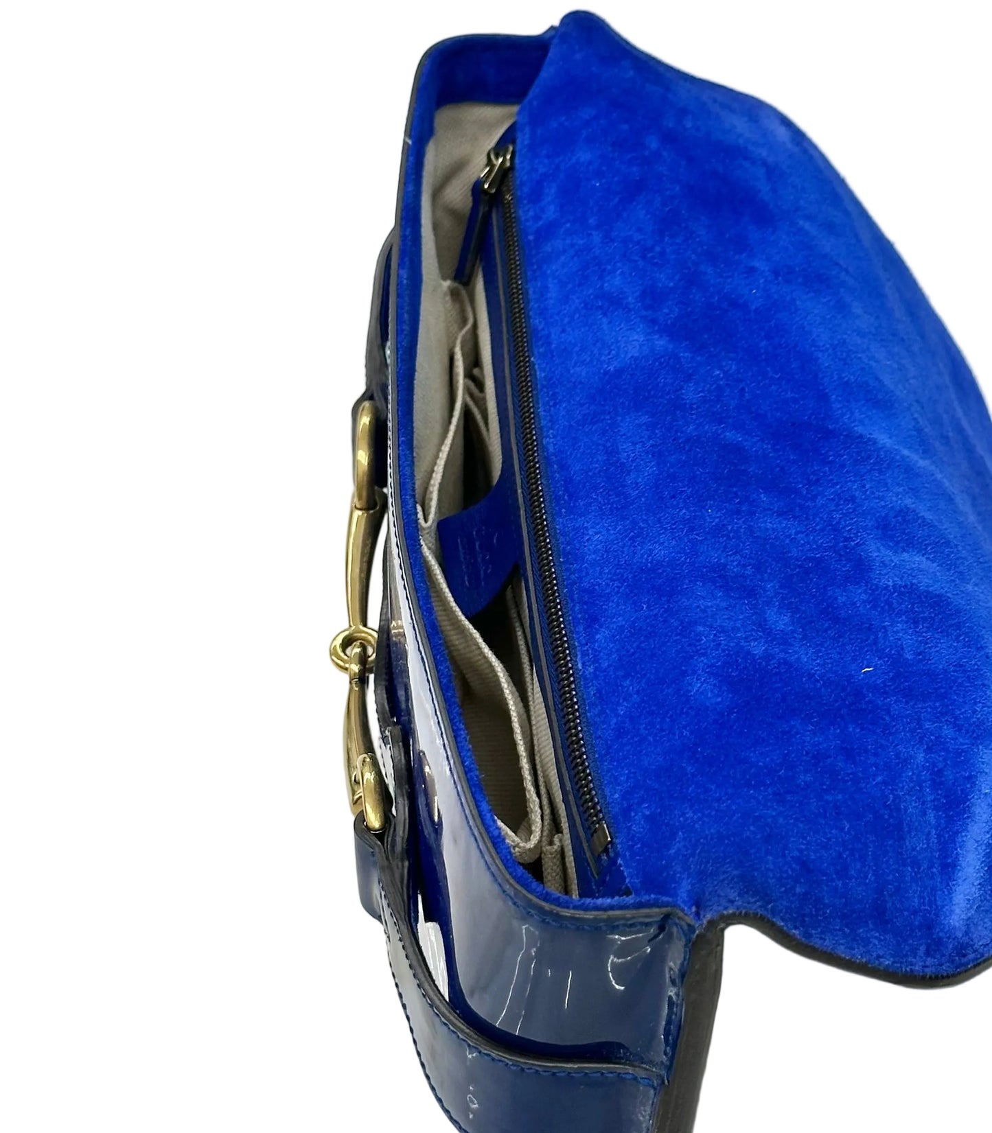 POCHETTE GUCCI BLU VERNICE