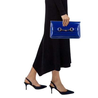 POCHETTE GUCCI BLU VERNICE