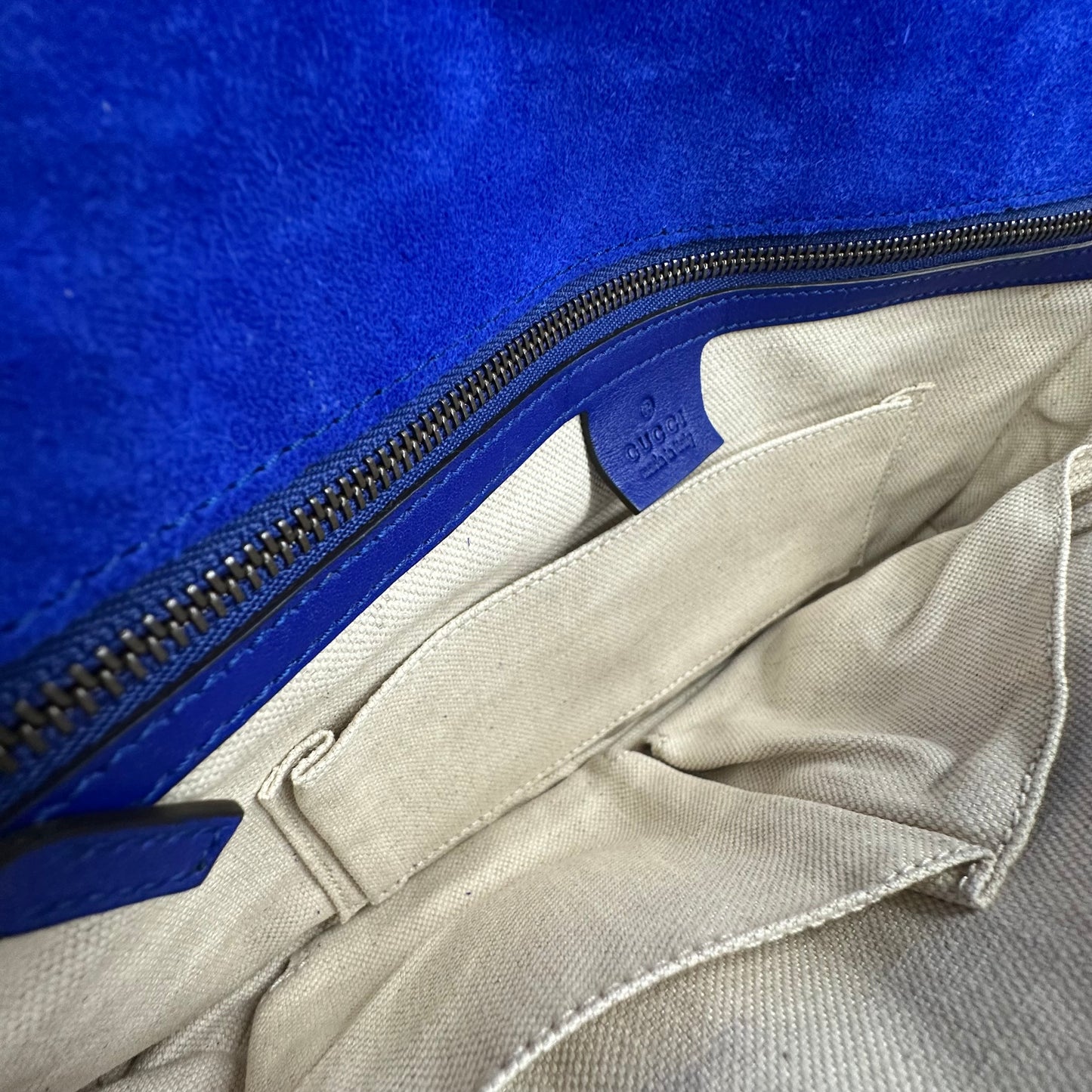 POCHETTE GUCCI BLU VERNICE