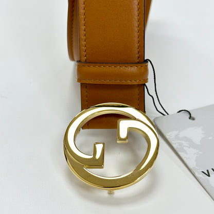 Cintura Gucci in Pelle Blonie con Logo Dorato