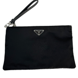 Pouch in re-nylon e saffiano Prada