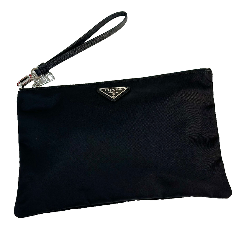 Pouch in re-nylon e saffiano Prada