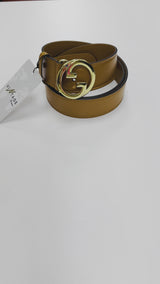 Cintura Gucci in Pelle Blonie con Logo Dorato